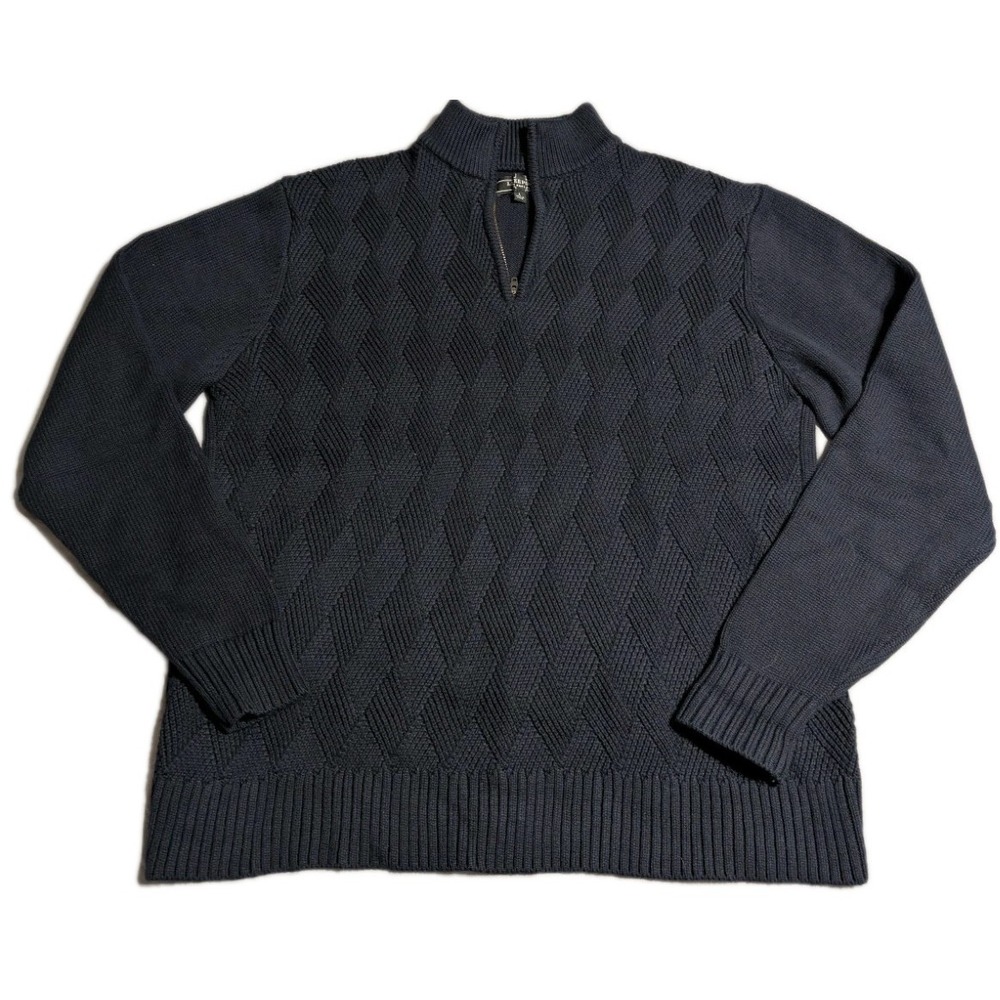 Liverpool Los‎ Angeles Sweater Mens L Navy Quarter Zip Mock Neck Textured Knit